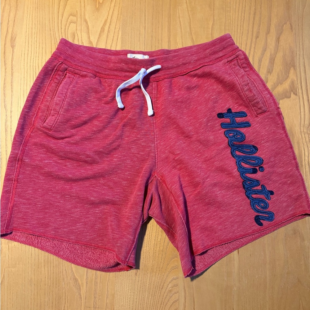 Hollister Red Athletic Shorts with Navy Logo